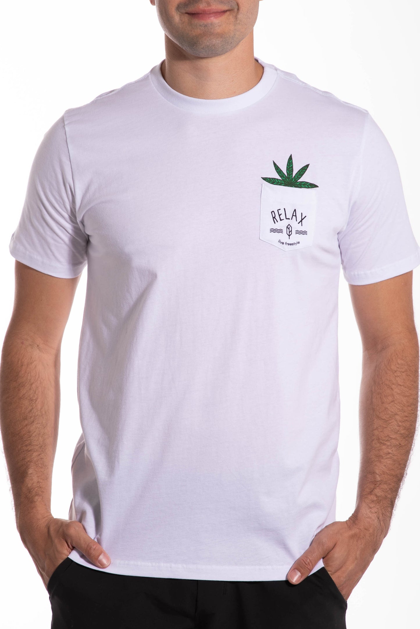 Relax Palm Tree Pocket Tee