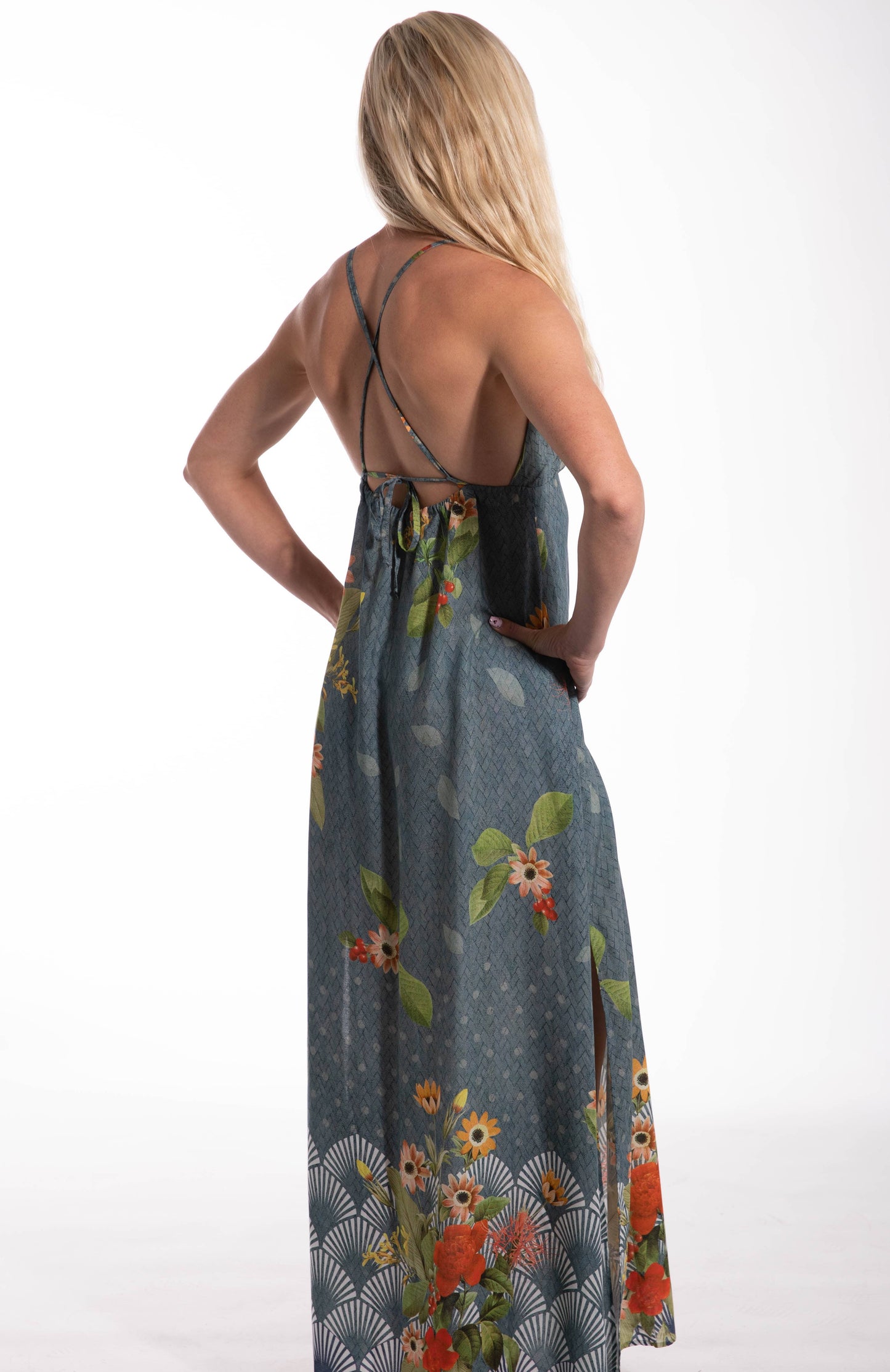Garden Cross Tie Maxi Dress