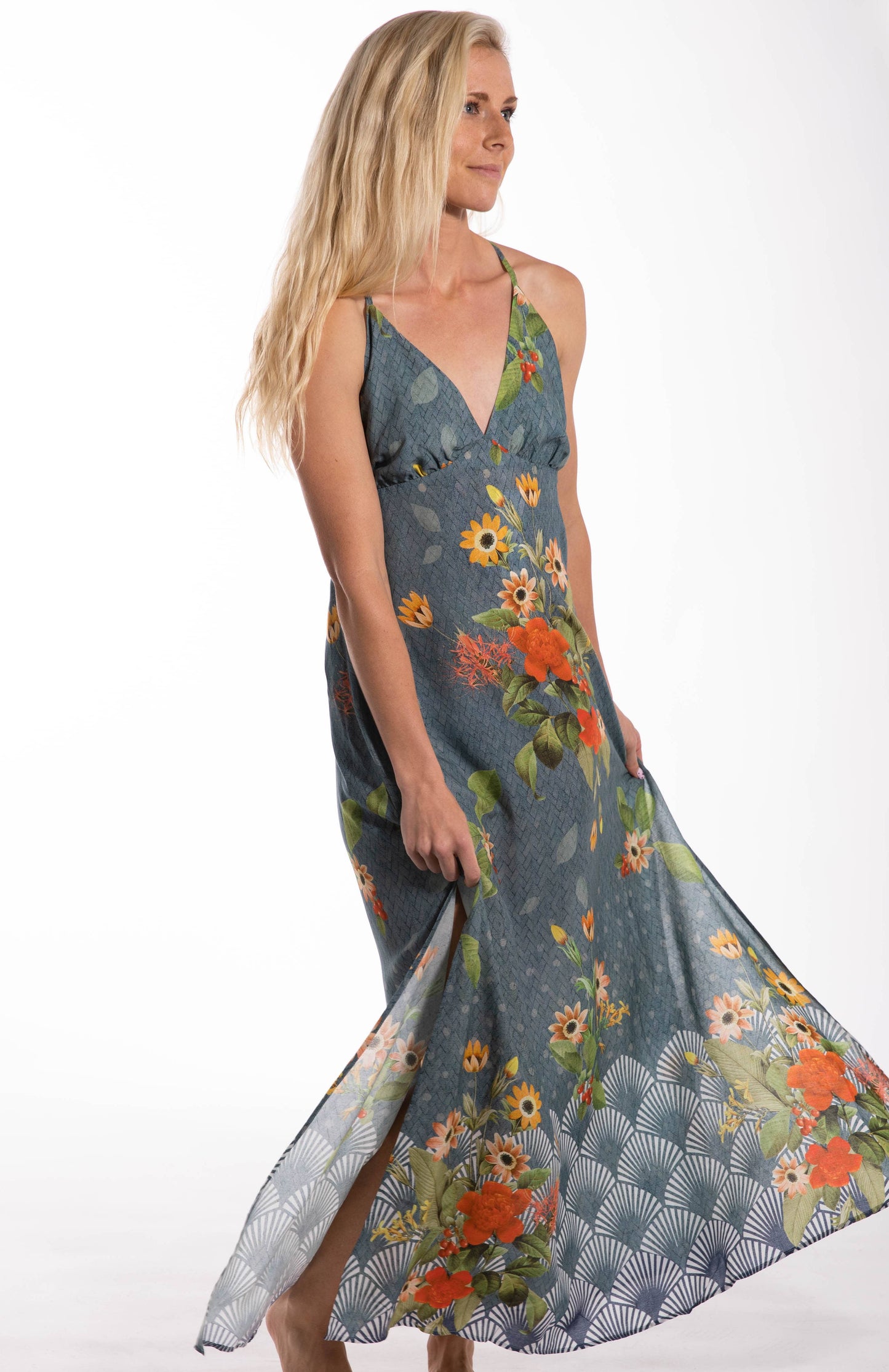 Garden Cross Tie Maxi Dress