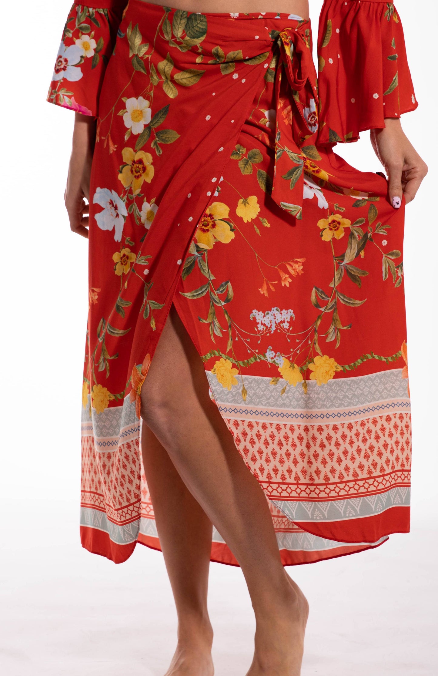 Tropical Wrap Around Tie Skirt