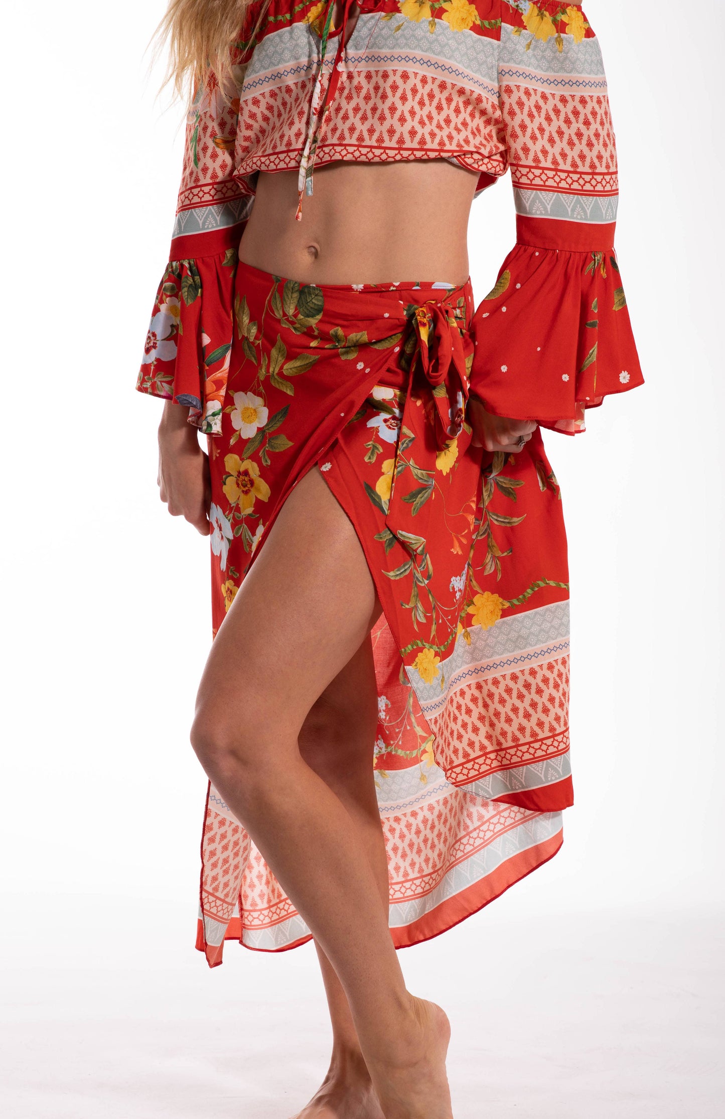 Tropical Wrap Around Tie Skirt