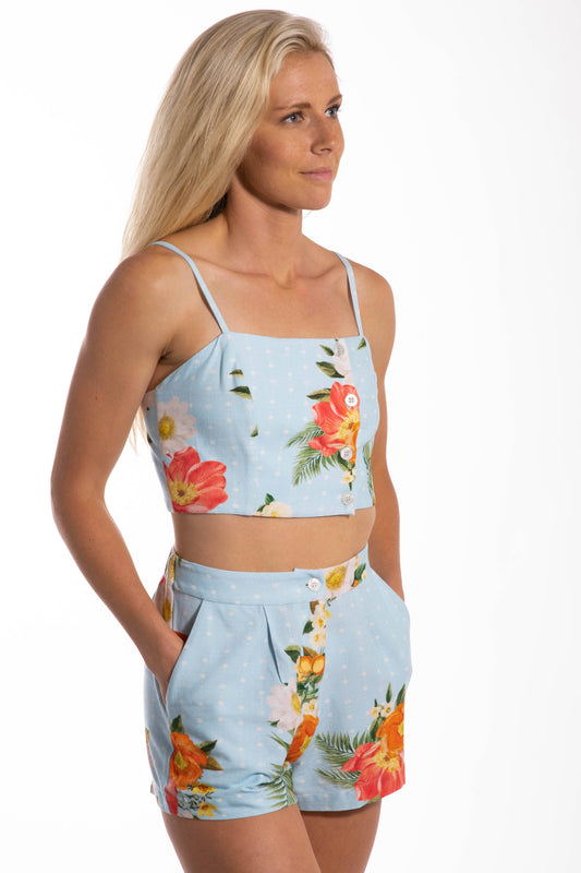 Perfect Floral Buttoned Crop Top